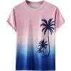 image:imageFloerns Mens Hawaiian Summer Beach Vacation Causal T Shirts Ombre Tropical Print Crewneck Short Sleeve Tee Shirts TopsPink