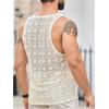 image:imageFloerns Mens Hollow Out Crochet Tank Top Sleeveless Crewneck Muscle Beach Hippie Shirts