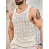 image:imageFloerns Mens Hollow Out Crochet Tank Top Sleeveless Crewneck Muscle Beach Hippie Shirts