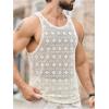 image:imageFloerns Mens Hollow Out Crochet Tank Top Sleeveless Crewneck Muscle Beach Hippie Shirts