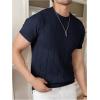image:imageFloerns Mens Ribbed Knit T Shirt Short Sleeve Crew Neck Casual Slim Fit Tee TopDark Blue