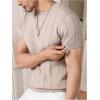 image:imageFloerns Mens Ribbed Knit T Shirt Short Sleeve Crew Neck Casual Slim Fit Tee TopLight Khaki