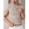 image:imageFloerns Mens Ribbed Knit T Shirt Short Sleeve Crew Neck Casual Slim Fit Tee TopLight Khaki