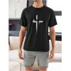 image:imageFloerns Mens Summer Christian Cross Graphic Print Short Sleeve Jesus T Shirts Crewneck Tee TopsBlack Cross