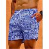 image:imageFloerns Mens Swim Trunk Floral Print Hawaiian Bathing Suit Beach Shorts with PocketBlue and White