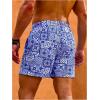 image:imageFloerns Mens Swim Trunk Floral Print Hawaiian Bathing Suit Beach Shorts with PocketBlue and White