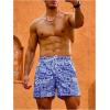 image:imageFloerns Mens Swim Trunk Floral Print Hawaiian Bathing Suit Beach Shorts with PocketBlue and White