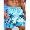 image:imageFloerns Mens Tropical Print Drawstring Waist Straight Leg Swim Trunks ShortsLight Blue