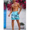image:imageFloerns Mens Tropical Print Drawstring Waist Straight Leg Swim Trunks ShortsLight Blue