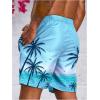 image:imageFloerns Mens Tropical Print Drawstring Waist Straight Leg Swim Trunks ShortsLight Blue