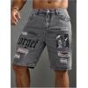 image:imageFloerns Mens Y2k Graphic Print Bermuda Jorts Grunge Distressed Denim Jean ShortsGrey