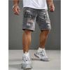 image:imageFloerns Mens Y2k Graphic Print Bermuda Jorts Grunge Distressed Denim Jean ShortsGrey