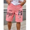 image:imageFloerns Mens Y2k Graphic Print Bermuda Jorts Grunge Distressed Denim Jean ShortsPink