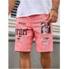 image:imageFloerns Mens Y2k Graphic Print Bermuda Jorts Grunge Distressed Denim Jean ShortsPink