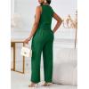 image:imageFloerns Womens 2 Piece Outfit Crew Neck Sleeveless Blouse and Dressy Pants SetDark Green
