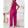 image:imageFloerns Womens 2 Piece Outfit Crew Neck Sleeveless Blouse and Dressy Pants SetHot Pink