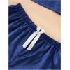image:imageFloerns Womens 2 Piece Pajama Set Satin Short Sleeve Button Down Shirts and Shorts SetDark Blue