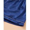 image:imageFloerns Womens 2 Piece Pajama Set Satin Short Sleeve Button Down Shirts and Shorts SetDark Blue