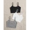 image:imageFloerns Womens 3 Pieces Basic Sleeveless Rib Knit Spaghetti Strap Crop Cami TopGrey Multi