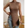 image:imageFloerns Womens Casual Sleeveless Mock Neck Split Hem Tank TopBrown