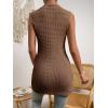 image:imageFloerns Womens Casual Sleeveless Mock Neck Split Hem Tank TopBrown