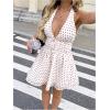image:imageFloerns Womens Cute Vacation Vintage Polka Dots Deep V Neck Halter Dress Ruffle Backless Sleeveless A Line Mini DressesRed and Polka Dots