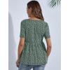 image:imageFloerns Womens Maternity Casual Summer Spring Vacation Ruffle Flowy V Neck Short Sleeve Button Front Peplum Blouse TopA Green