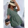 image:imageFloerns Womens Maternity Casual Summer Spring Vacation Ruffle Flowy V Neck Short Sleeve Button Front Peplum Blouse TopA Green