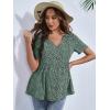 image:imageFloerns Womens Maternity Casual Summer Spring Vacation Ruffle Flowy V Neck Short Sleeve Button Front Peplum Blouse TopA Green
