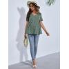 image:imageFloerns Womens Maternity Casual Summer Spring Vacation Ruffle Flowy V Neck Short Sleeve Button Front Peplum Blouse TopA Green