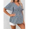 image:imageFloerns Womens Maternity Casual Summer Spring Vacation Ruffle Flowy V Neck Short Sleeve Button Front Peplum Blouse TopBlue B