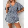 image:imageFloerns Womens Maternity Casual Summer Spring Vacation Ruffle Flowy V Neck Short Sleeve Button Front Peplum Blouse TopBlue B