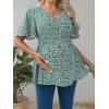 image:imageFloerns Womens Maternity Casual Summer Spring Vacation Ruffle Flowy V Neck Short Sleeve Button Front Peplum Blouse TopGreen a