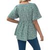 image:imageFloerns Womens Maternity Casual Summer Spring Vacation Ruffle Flowy V Neck Short Sleeve Button Front Peplum Blouse TopGreen a