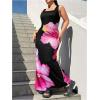 image:imageFloerns Womens Plus Size Floral Maxi Tank Dress Square Neck Casual Bodycon DressesBlack and Pink