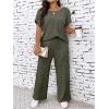 image:imageFloerns Womens Plus Size Short Sleeve Tee Shirt Wide Leg Pants 2 Piece TracksuitArmy Green