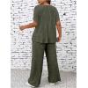 image:imageFloerns Womens Plus Size Short Sleeve Tee Shirt Wide Leg Pants 2 Piece TracksuitArmy Green