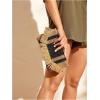 image:imageFloerns Womens Woven Straw Envelope Fringe Trim Rattan Beach Clutch HandbagBlack
