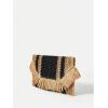 image:imageFloerns Womens Woven Straw Envelope Fringe Trim Rattan Beach Clutch HandbagBlack