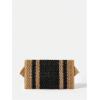 image:imageFloerns Womens Woven Straw Envelope Fringe Trim Rattan Beach Clutch HandbagBlack
