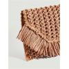 image:imageFloerns Womens Woven Straw Envelope Fringe Trim Rattan Beach Clutch HandbagBrown