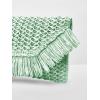 image:imageFloerns Womens Woven Straw Envelope Fringe Trim Rattan Beach Clutch HandbagGreen