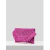 image:imageFloerns Womens Woven Straw Envelope Fringe Trim Rattan Beach Clutch HandbagHot Pink