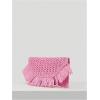 image:imageFloerns Womens Woven Straw Envelope Fringe Trim Rattan Beach Clutch HandbagPink