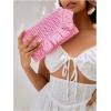 image:imageFloerns Womens Woven Straw Envelope Fringe Trim Rattan Beach Clutch HandbagPink