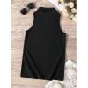 image:imageFloerns Womens Zip Up Collared Neck Tank Top Sleeveless Ribbed Elegant Vest TopsBlack