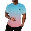 image:imageFloerns Mens Hawaiian Summer Beach Vacation Causal T Shirts Ombre Tropical Print Crewneck Short Sleeve Tee Shirts TopsBlue Pink