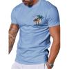 image:imageFloerns Mens Hawaiian Summer Beach Vacation Causal T Shirts Ombre Tropical Print Crewneck Short Sleeve Tee Shirts TopsLight Blue Tropical