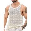 image:imageFloerns Mens Hollow Out Crochet Tank Top Sleeveless Crewneck Muscle Beach Hippie Shirts