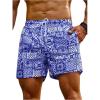 image:imageFloerns Mens Swim Trunk Floral Print Hawaiian Bathing Suit Beach Shorts with PocketBlue and White